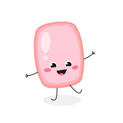 Cheerful pink soap cartoon character 