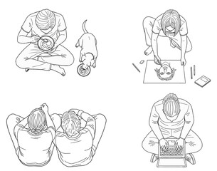 Overhead View of Daily Life