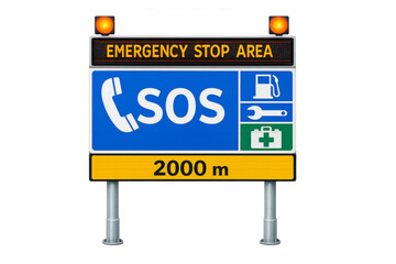 Fototapeta premium Emergency stop area road sign with sos phone