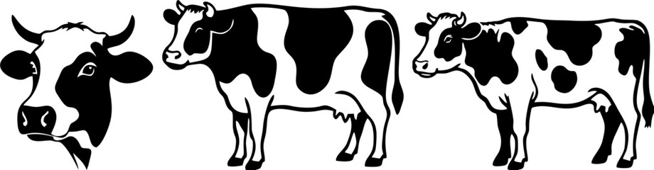 Cattle Cow Livestock Silhouette Set