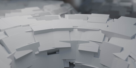 Layered white architectural model 3d render
