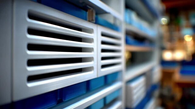 Medium shot showcasing a custom slide rack printed in 3D emphasizing the ergonomic design for secure slide positioning against an outoffocus workspace.