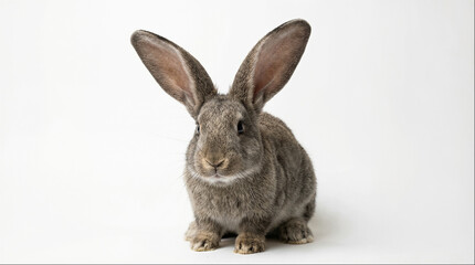 Obraz premium Rabbit sits on white surface in indoor setting under bright light