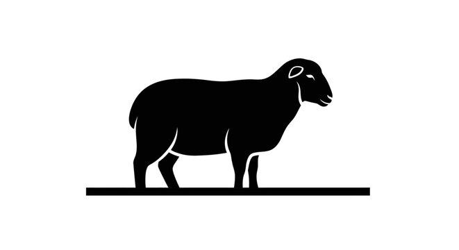 Black silhouette of a sheep standing.