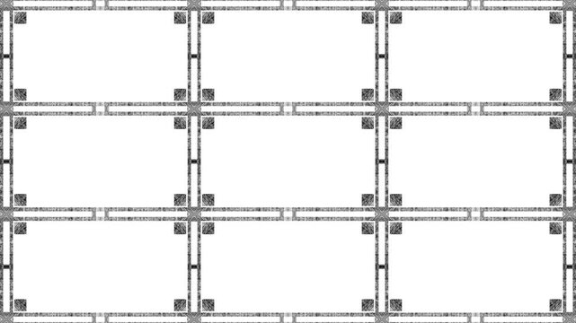 3x3 Blank Grid with Black Borders. Multi-Panel. Nine-Section Framework. Rows and Columns