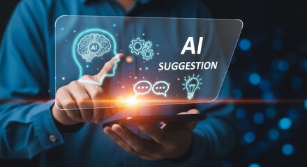 AI Suggestion Technology Interface with Artificial Intelligence Icons