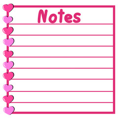 pink notebook with hearts