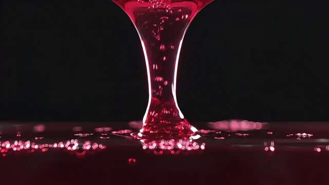 Cinematic macro footage of berry syrup drip in slow motion, creating a cinematic b-roll scene