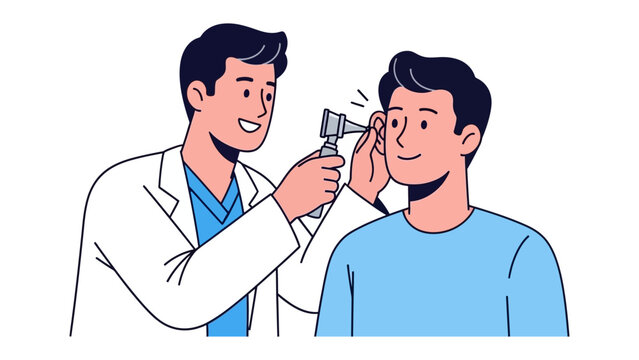 Medical Examination: A doctor performing an ear examination on patient, highlighting the importance of healthcare and medical checkups.
