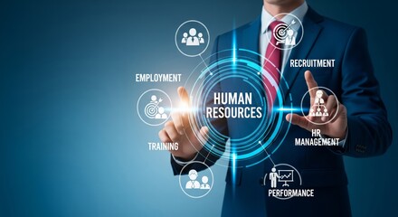 Human Resources Management Concept with Digital HR Icons