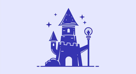 Cartoon tower illustration on light background © Pajero