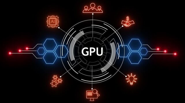 Gpu graphic processing unit digital interface futuristic technology abstract background video