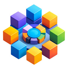 Obraz premium Abstract colorful cubes transparent background