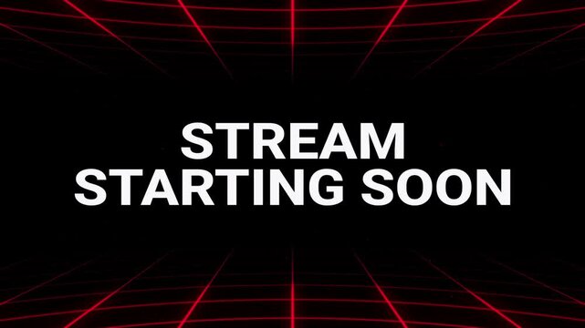 Animated STREAM STARTING SOON  text on red background with grid