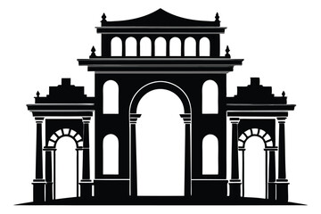 Fototapeta premium ancient archway line art silhouette vector illustration