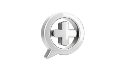 Obraz premium Silver speech bubble with a cross isolated on transparent background