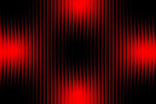 Vibrant red sound wave pattern on a black background, creating a dynamic visual effect.