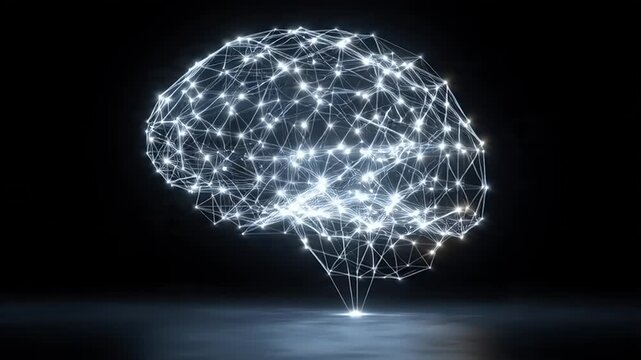 Digital Brain Network Concept - Glowing Neural Connections