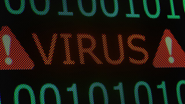 Computer Virus Warning on Digital Screen 3D render