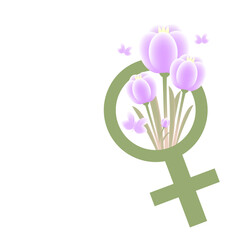 A feminine sign with flowers sprouting from it. A Venus symbol with abstract flowers. © Анастасия Гудантова