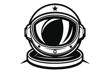 Obraz premium astronaut helmet line art silhouette vector illustration