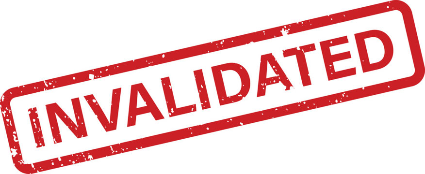 Red grunge rubber stamp clearly displaying the word Invalidated on a clean white background