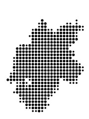 Symbol Map of the Landkreis Nuernberger Land (Bayern, Germany) showing the county with a pattern of just a few black dots