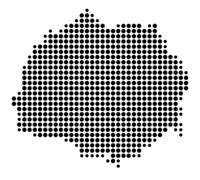 Symbol Map of the Landkreis Erding (Bayern, Germany) showing the county with a pattern of just a few black dots