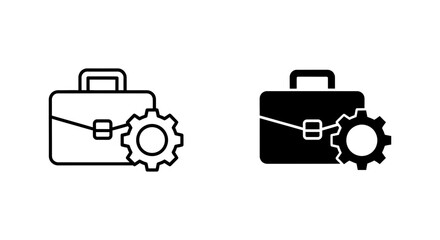 Briefcase with a gear icon, representing business operations, work processes, productivity, corporate strategy, and financial management