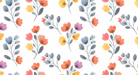 Vibrant Watercolor Floral Arrangement With Soft Hues of Pink, Orange, and Purple in Full Bloom During Spring Season