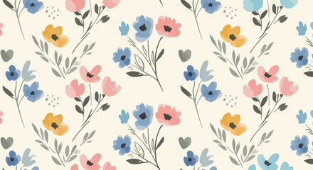 Fototapeta premium Brightly colored flowers blend in soft pastels, creating an elegant display reminiscent of spring blooms in a tranquil garden atmosphere