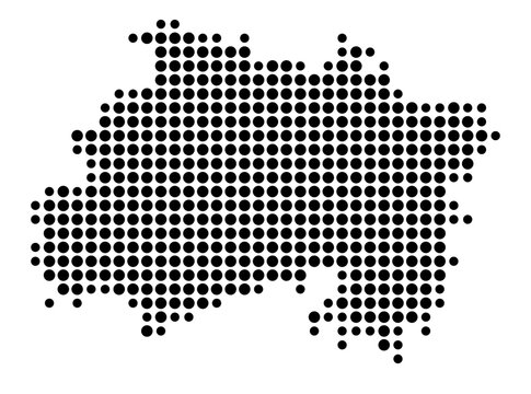 Symbol Map of the Landkreis Lichtenfels (Bayern, Germany) showing the county with a pattern of just a few black dots