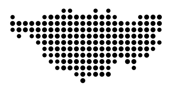 Symbol Map of the Kreisfreie Stadt Passau (Bayern, Germany) showing the county with a pattern of just a few black dots