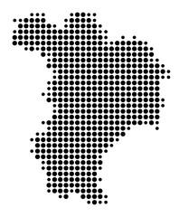 Symbol Map of the Landkreis Kelheim (Bayern, Germany) showing the county with a pattern of just a few black dots