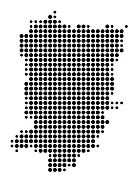 Symbol Map of the Kreis Hoexter (Nordrhein-Westfalen, Germany) showing the county with a pattern of just a few black dots