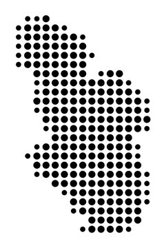 Symbol Map of the Kreisfreie Stadt Gelsenkirchen (Nordrhein-Westfalen, Germany) showing the county with a pattern of just a few black dots
