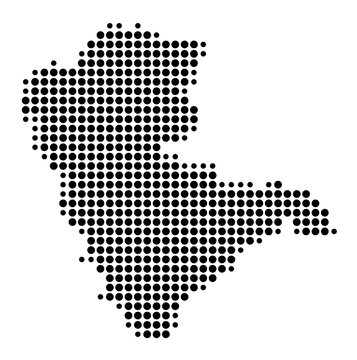 Symbol Map of the Kreis Guetersloh (Nordrhein-Westfalen, Germany) showing the county with a pattern of just a few black dots