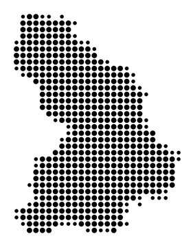 Symbol Map of the Landkreis Cloppenburg (Niedersachsen, Germany) showing the county with a pattern of just a few black dots