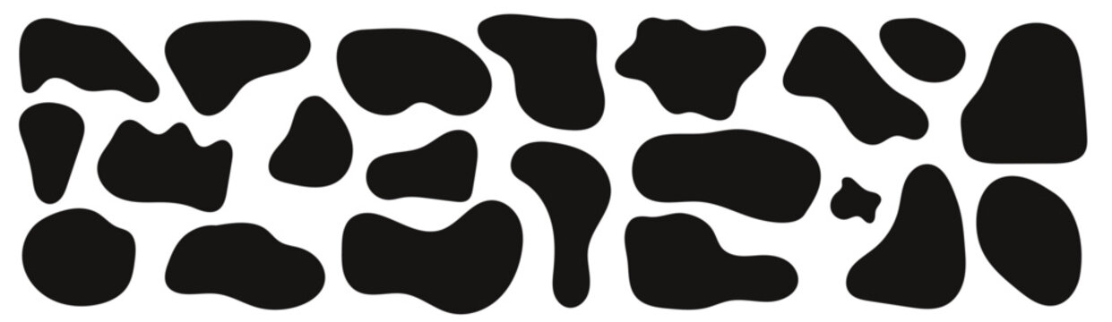 Hand drawn blot box frame organic irregular forms collection. Comic decorative speech bubbles vector curved wavy sticker. Text frame box.
