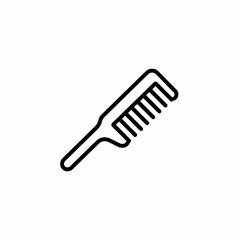 A simple line drawing of a black hair comb with evenly spaced teeth isolated on white background, Vector, illustration
