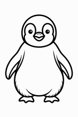 Naklejka premium A simple and cute drawing of a black and white penguin standing upright isolated on white background, Vector, illustration