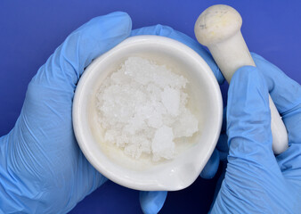 Zinc nitrate on the beige background