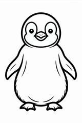 Obraz premium A cheerful cartoon penguin standing upright with a smiling face and black eyes. isolated on white background, Vector, illustration