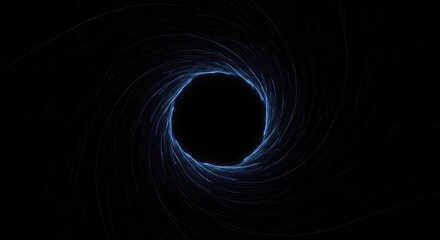 A deep, swirling void of pure, ultimate blackness demonstrating gravitational forces and the theoretical physics of boundless compression ,conceptual ,geometry ,Infinite