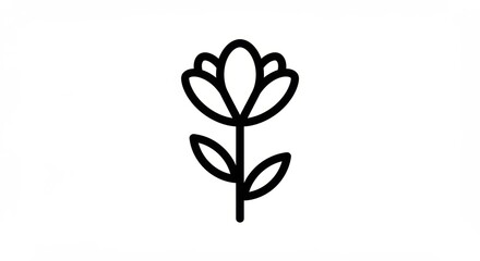 Minimalist black flower icon on white background for modern design projects