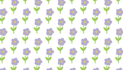 Seamless White Daisy  Wildflower Pattern, Retro Floral Vector Background.
