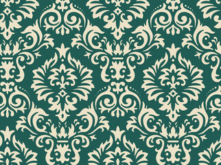 abstract floral ethnic seamless pattern on green jade color wallpaper design  © anwar