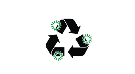 Obraz premium Green recycling symbol with three chasing arrows in a circular motion