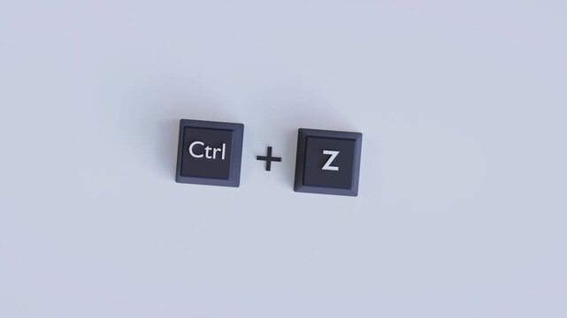 3D Keyboard Shortcut Keys Illustration &ndash; Ctrl + Z Undo Command on Neutral Background