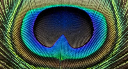 Obraz premium Close-up of colorful peacock feather eye.
